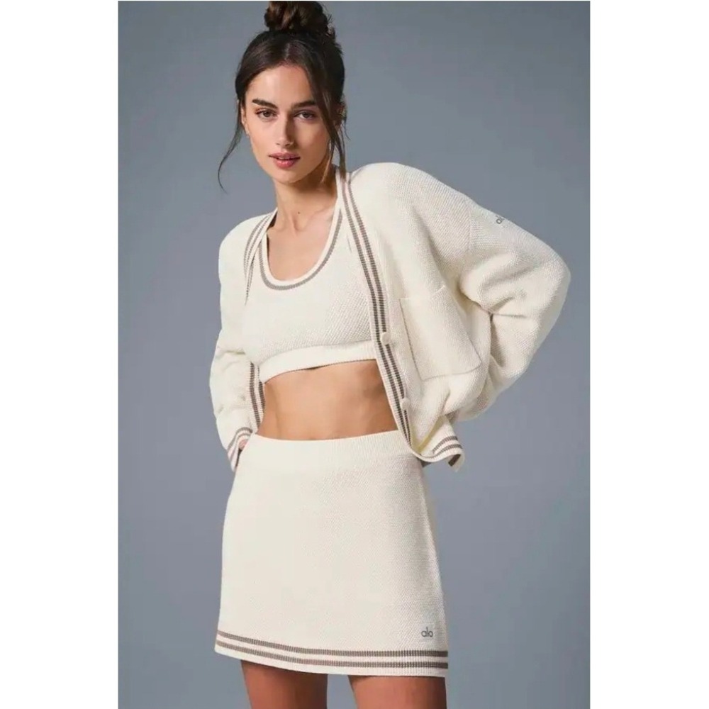 Alo Yoga Tennis Club Sweater Knit Celeb Style Viral Fitness Studio to Streer